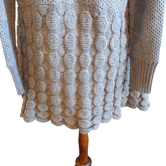 Women's Chunky Oversized Taupe Knit Textured Draped Cardigan Sweater - Picture 8 of 12